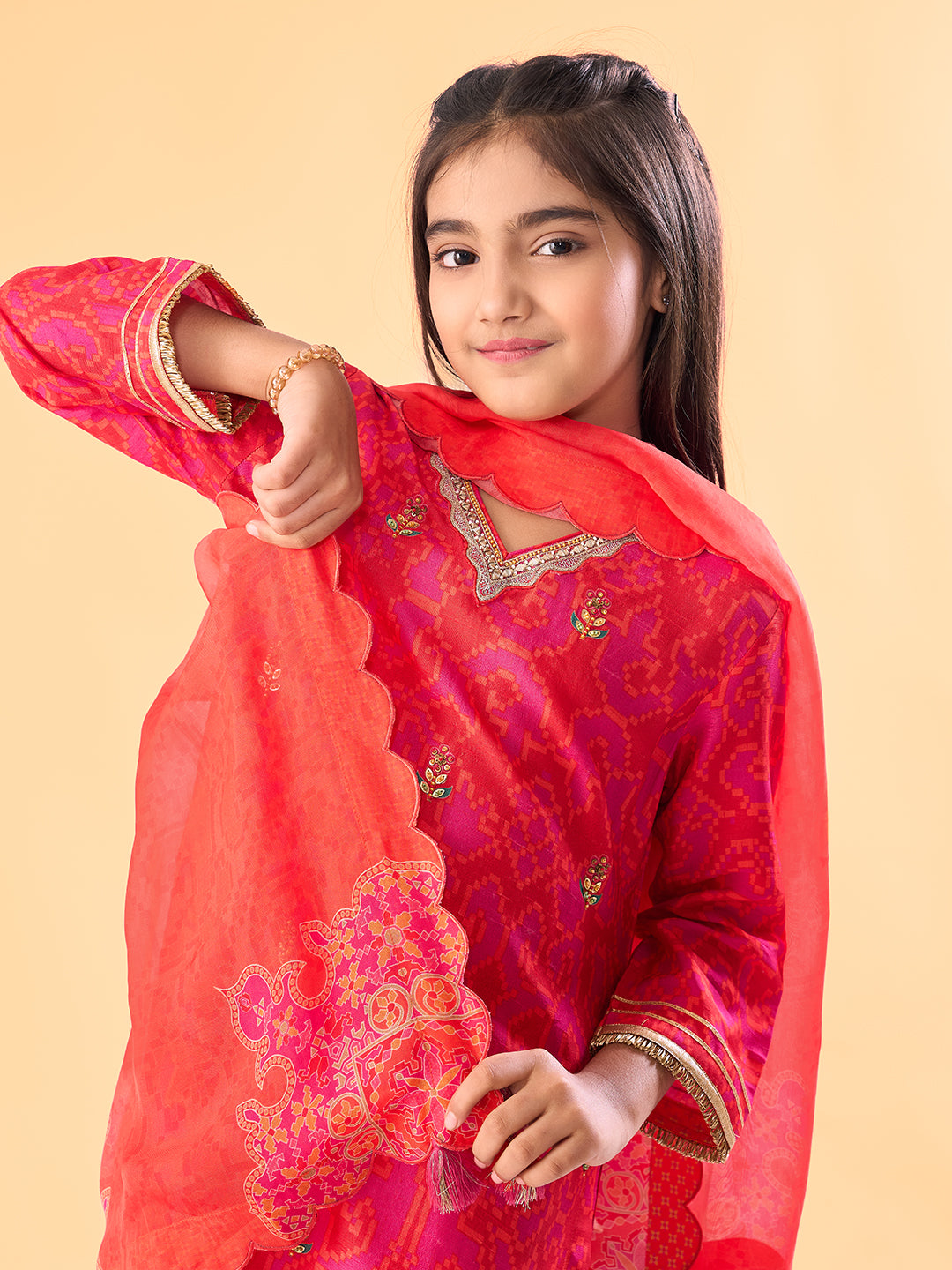 Mithi Mishri Kurta Set WIth Dupatta - Red