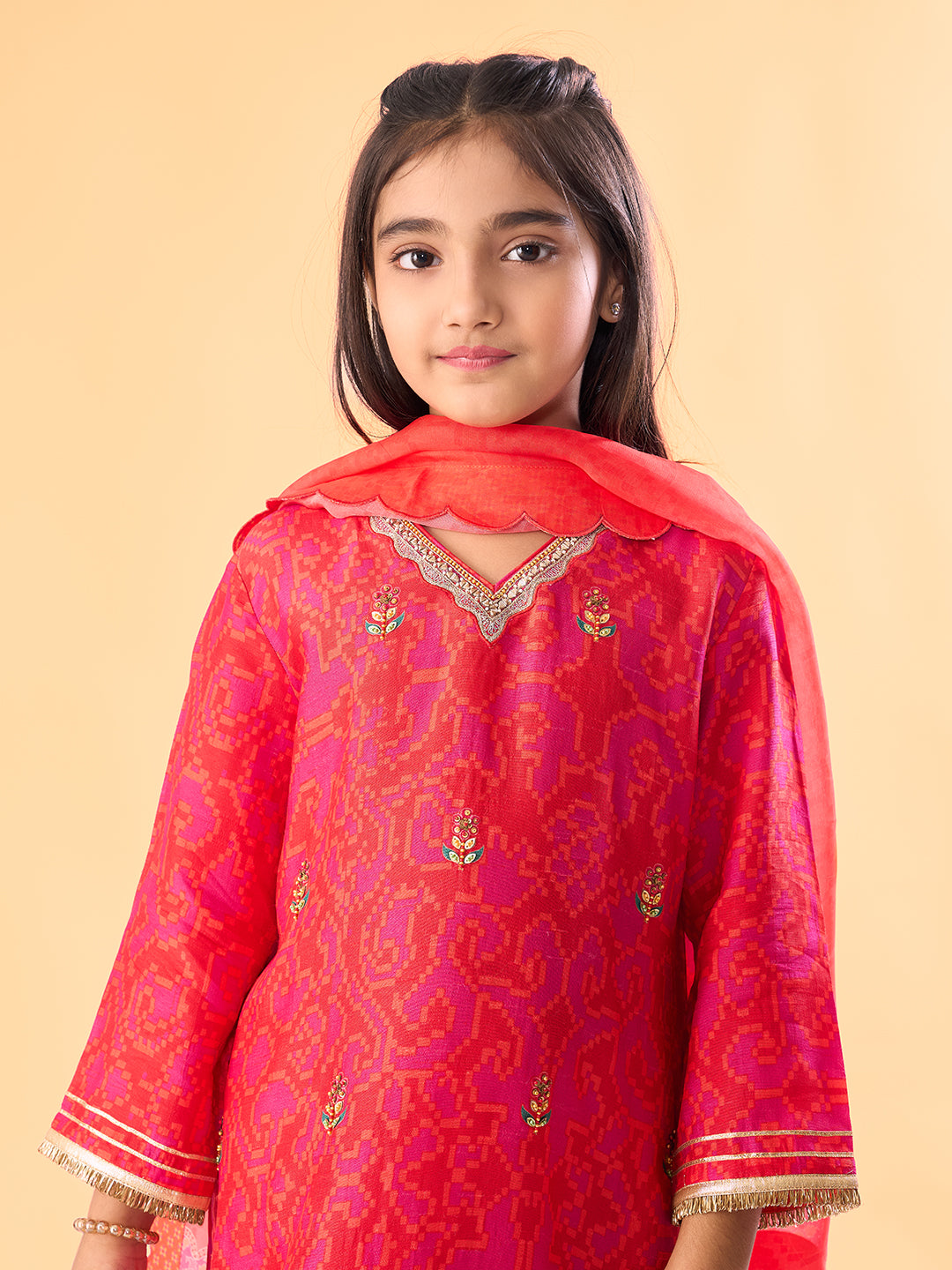 Mithi Mishri Kurta Set WIth Dupatta - Red