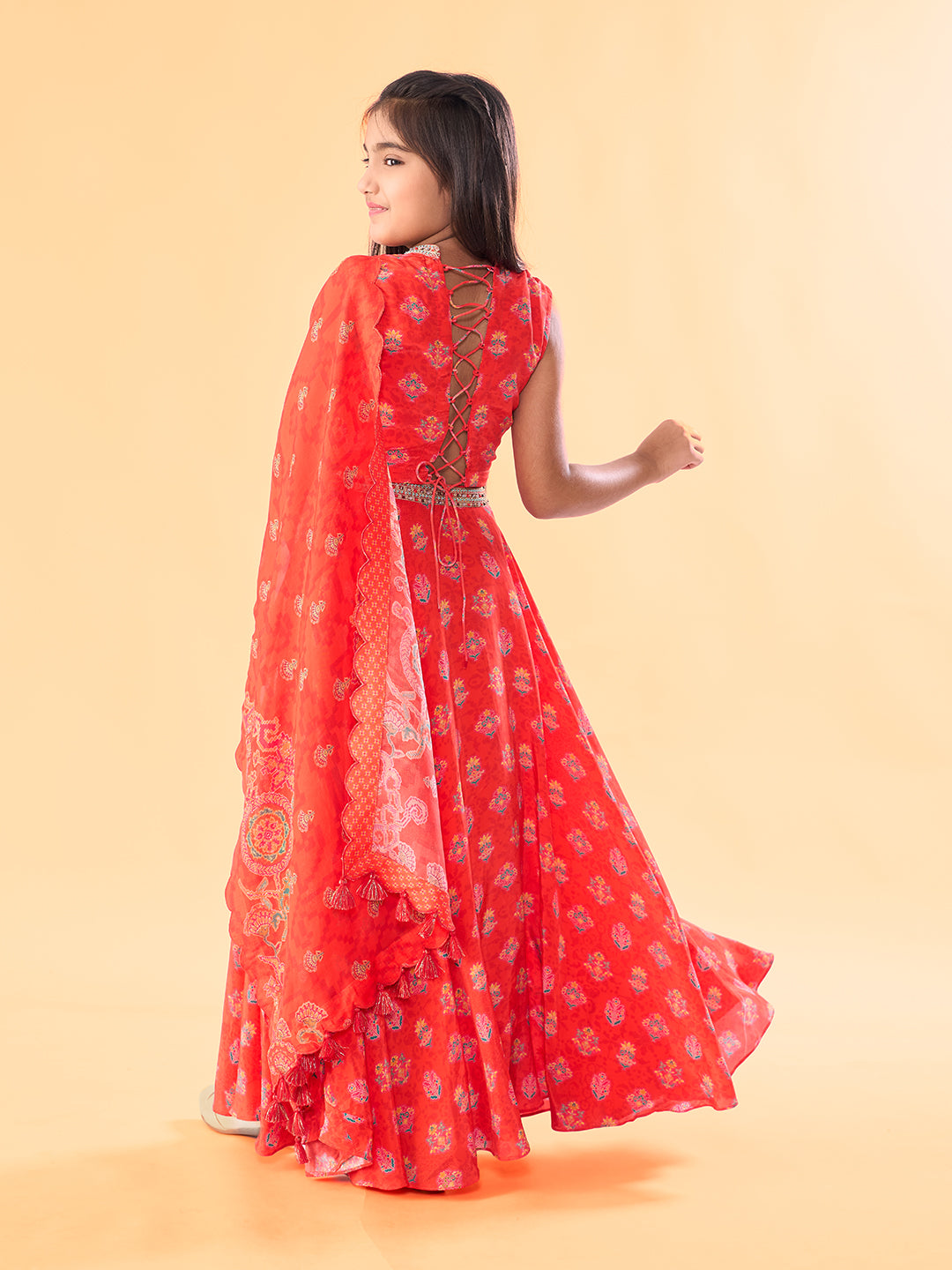 Mini Mehfil Lehenga Set - Red