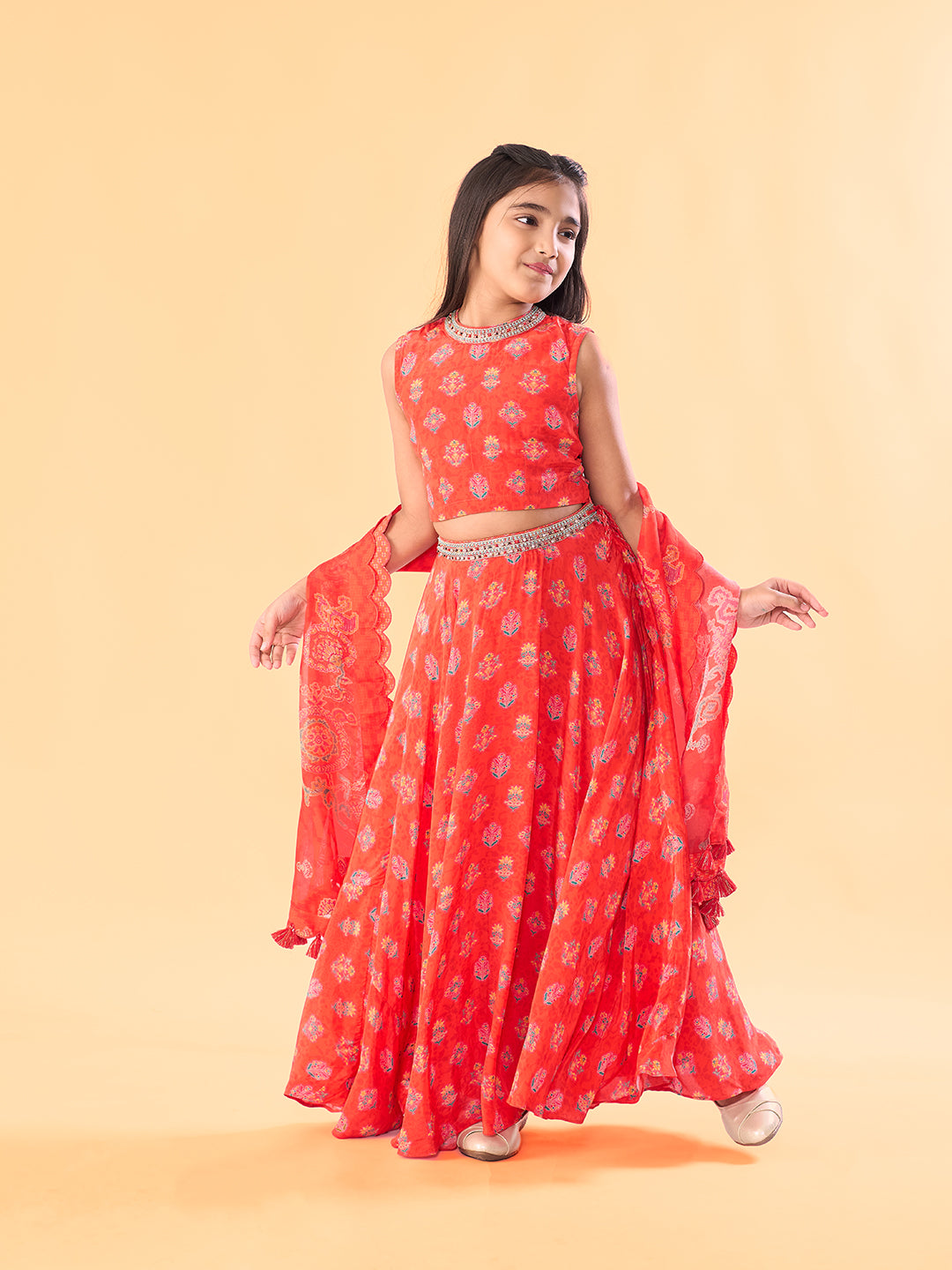 Mini Mehfil Lehenga Set - Red
