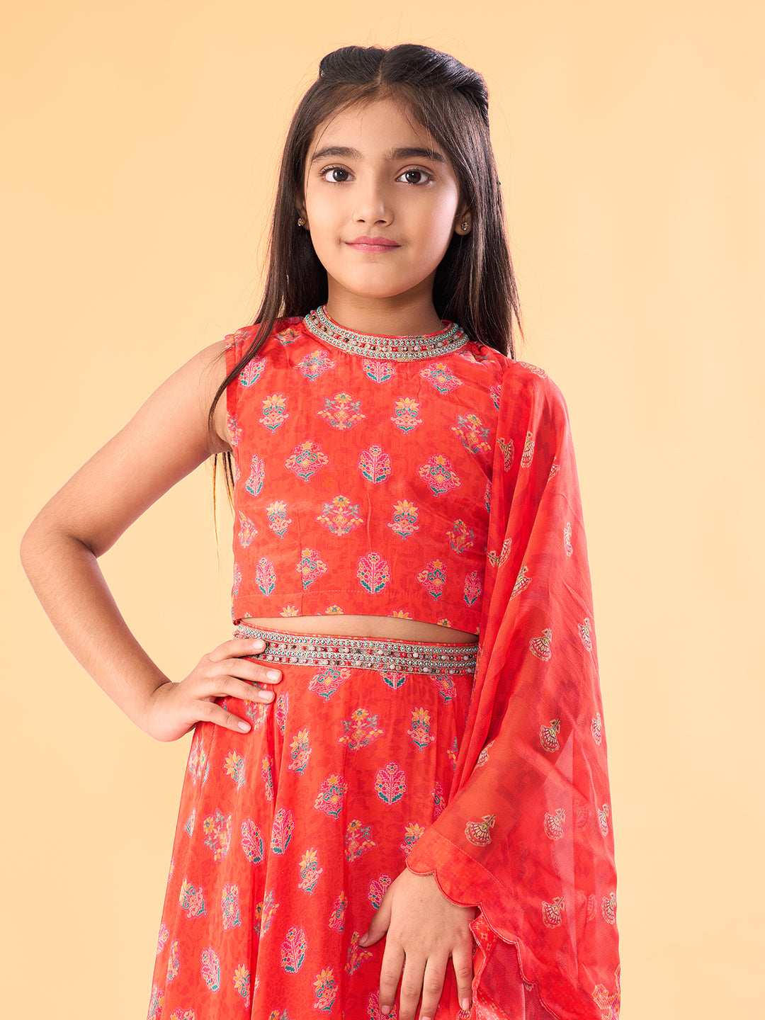 Mini Mehfil Lehenga Set - Red
