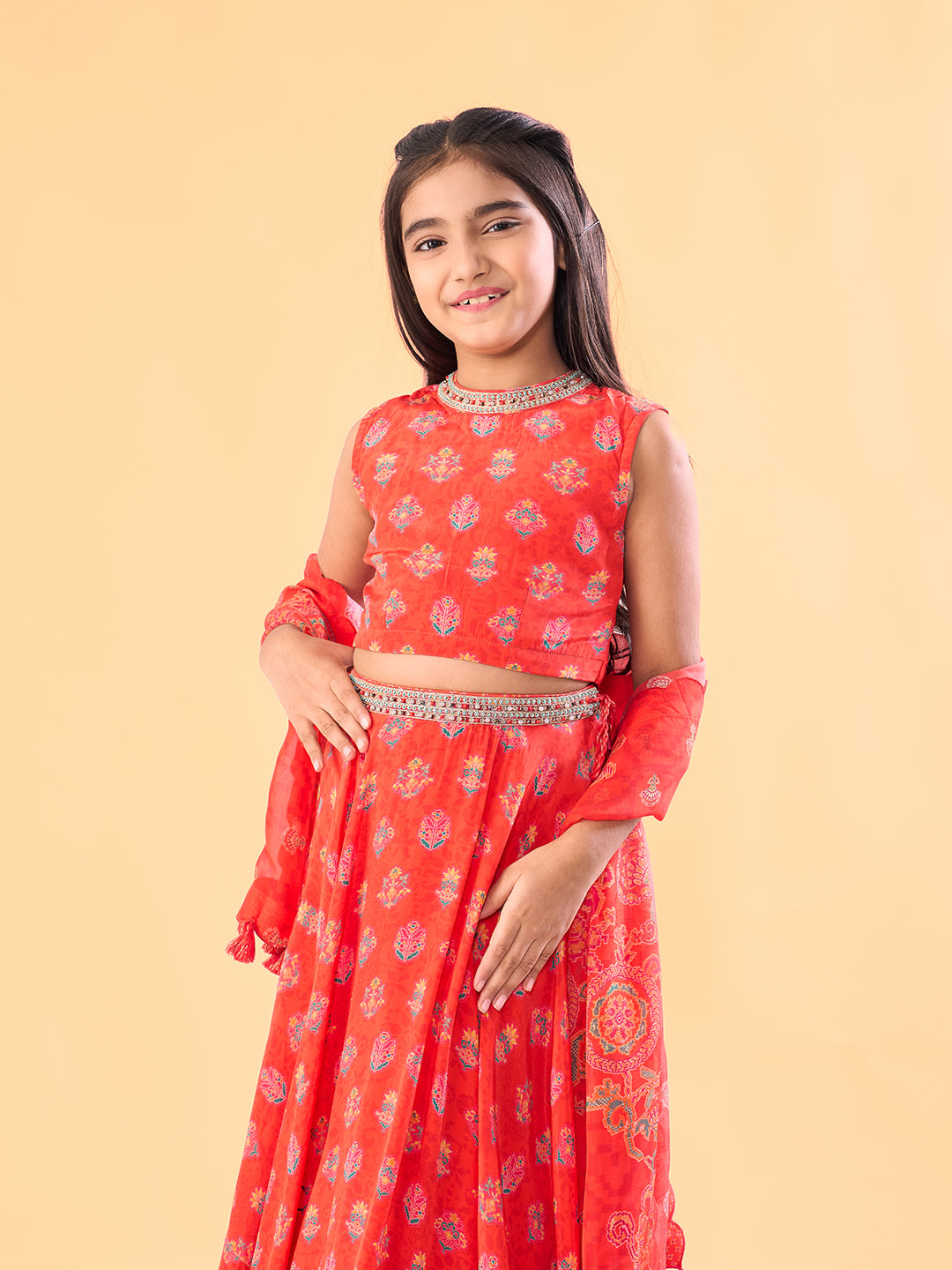 Mini Mehfil Lehenga Set - Red