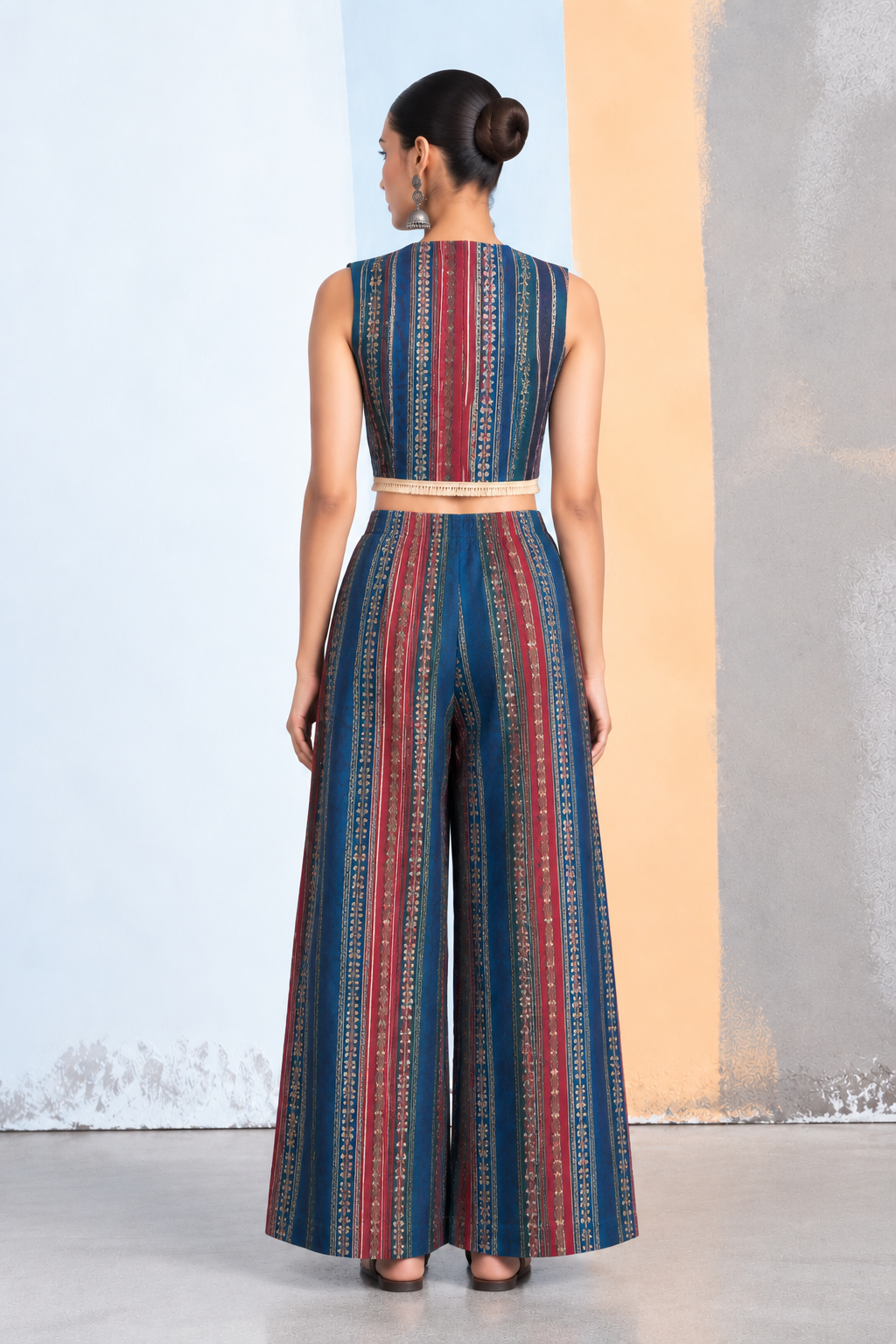 Teela Kalamkari-inspired Co-ord Set with Jacket - Teal