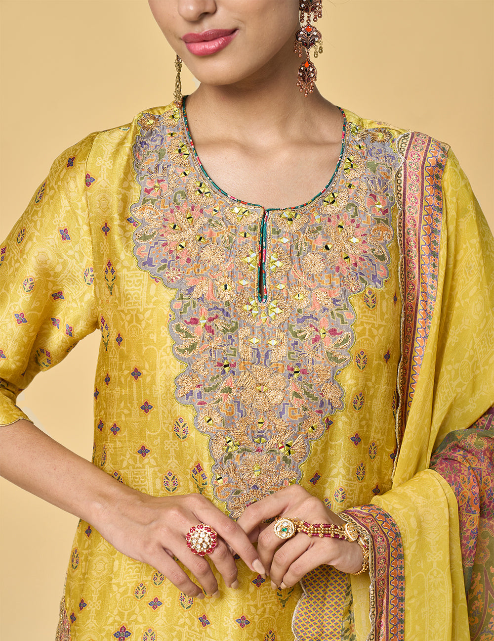 Kanak Kurta Set with Dupatta - Yellow
