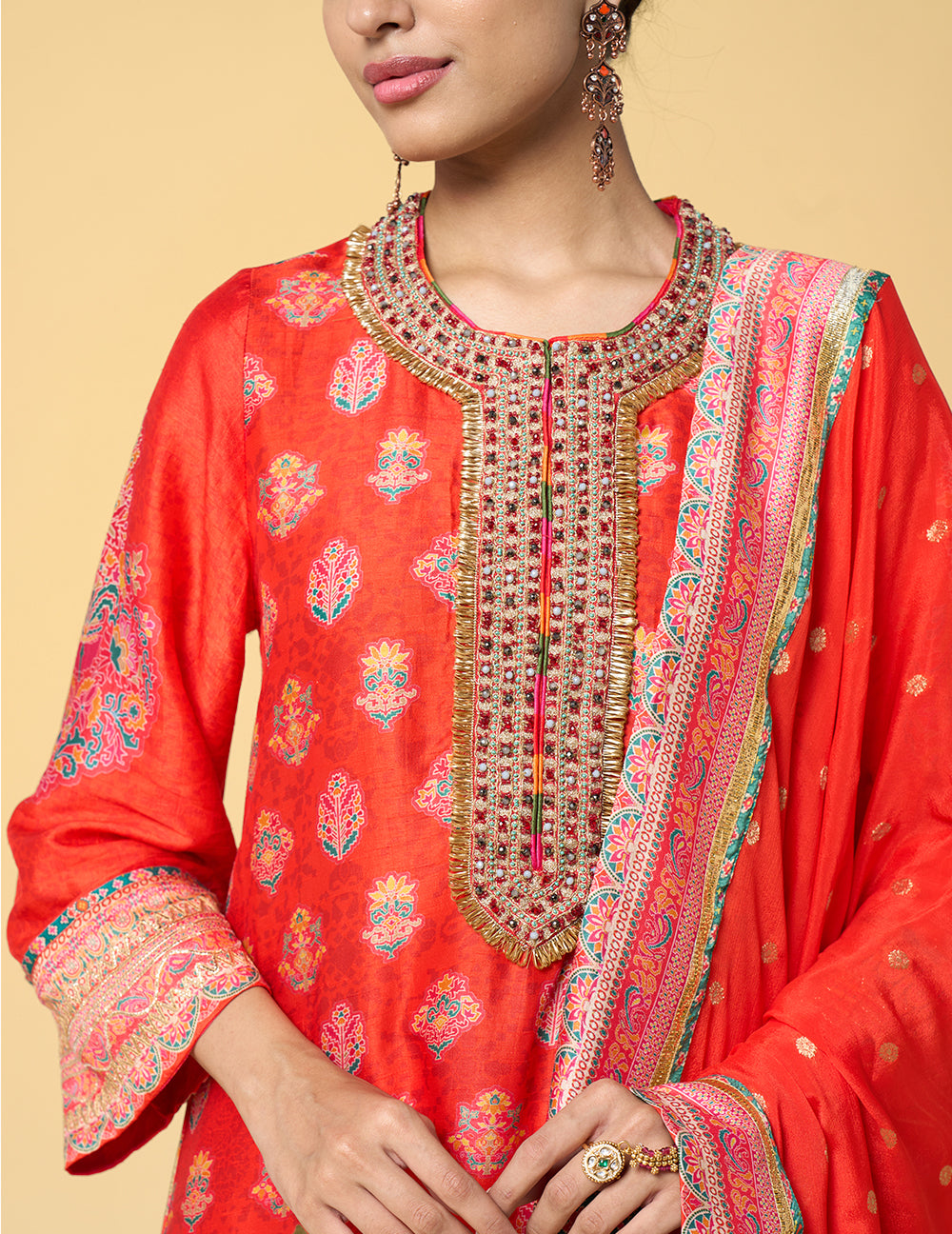 Tarini Kurta Set with Dupatta - Red