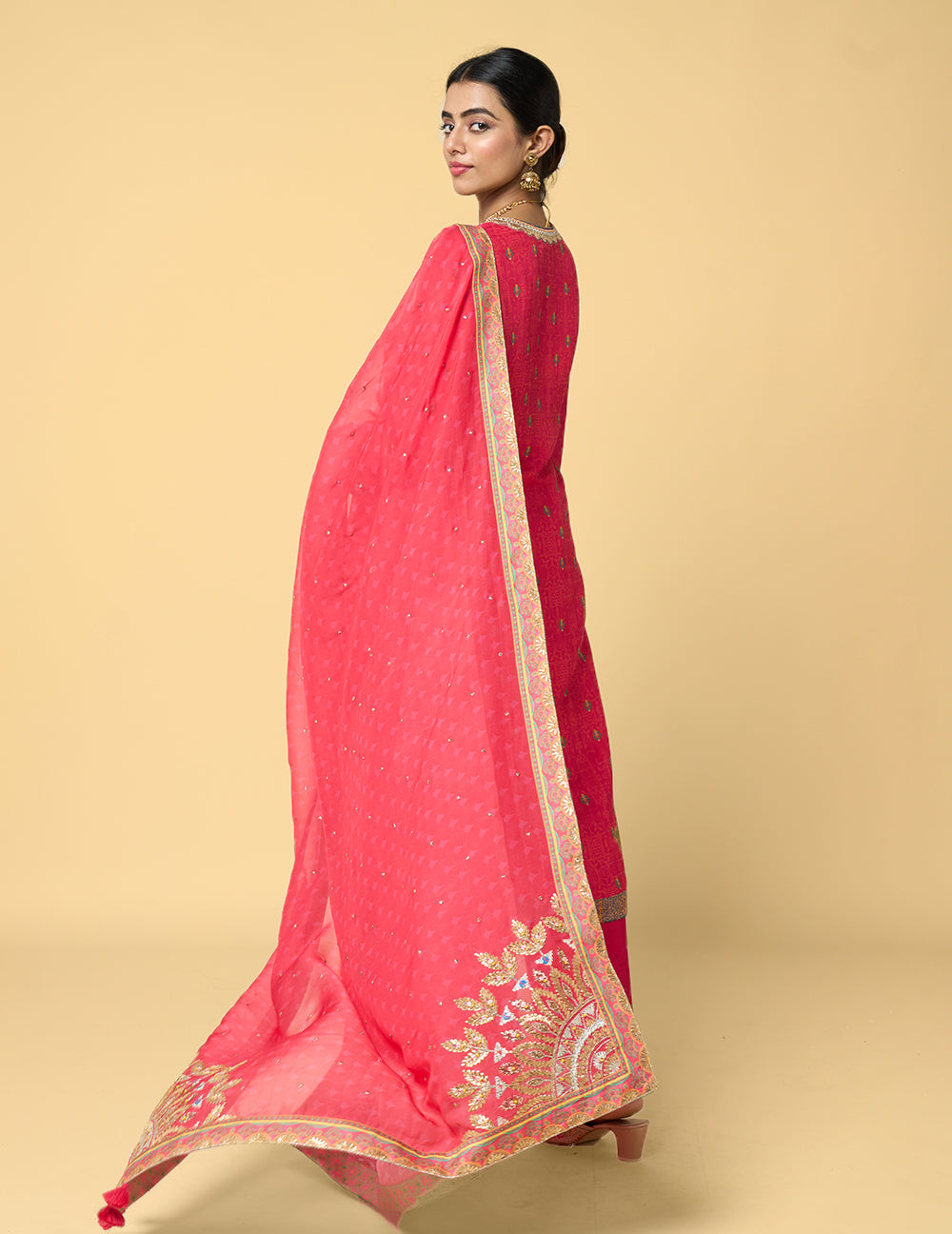 Roohani Kurta Set with Dupatta - Pink