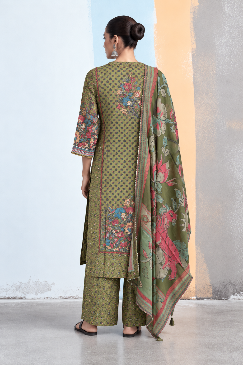 Elaan Kalamkari-inspired Kurta Set-Olive