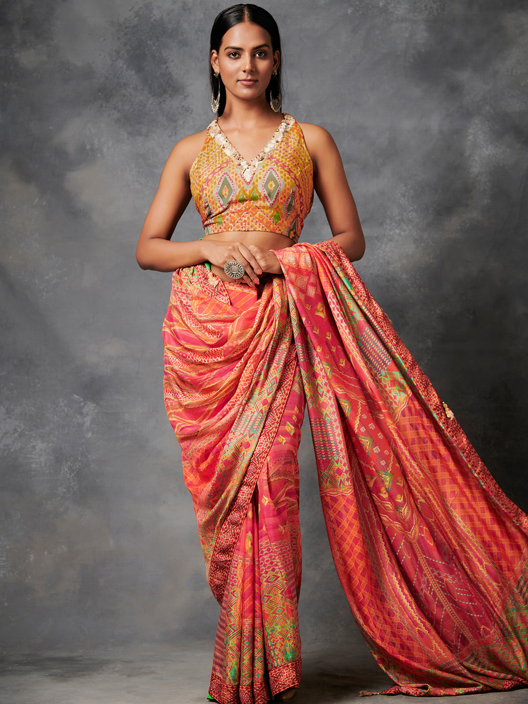 Elowen Saree - Orange