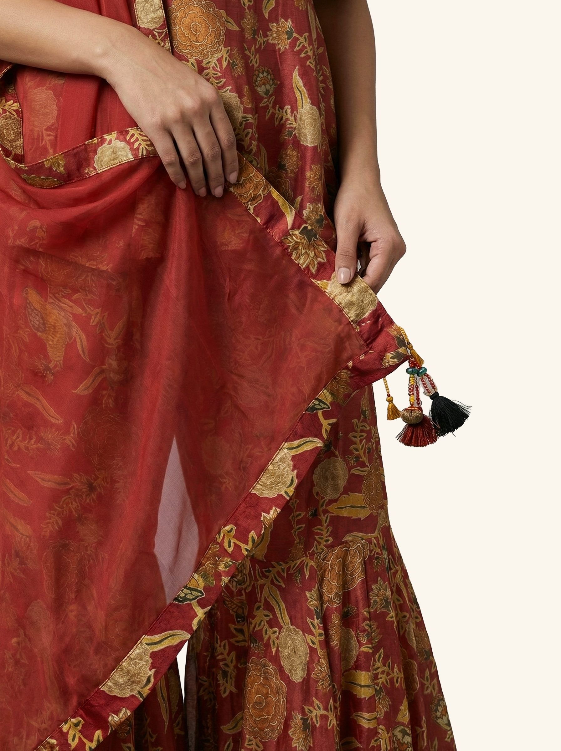 Gulnaar Kurta Sharara Set - Rust
