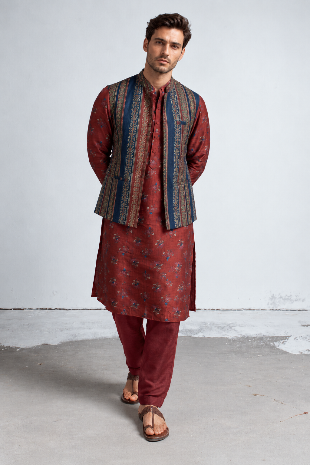 Aariz Kalamkari-inspired Bandi - Maroon