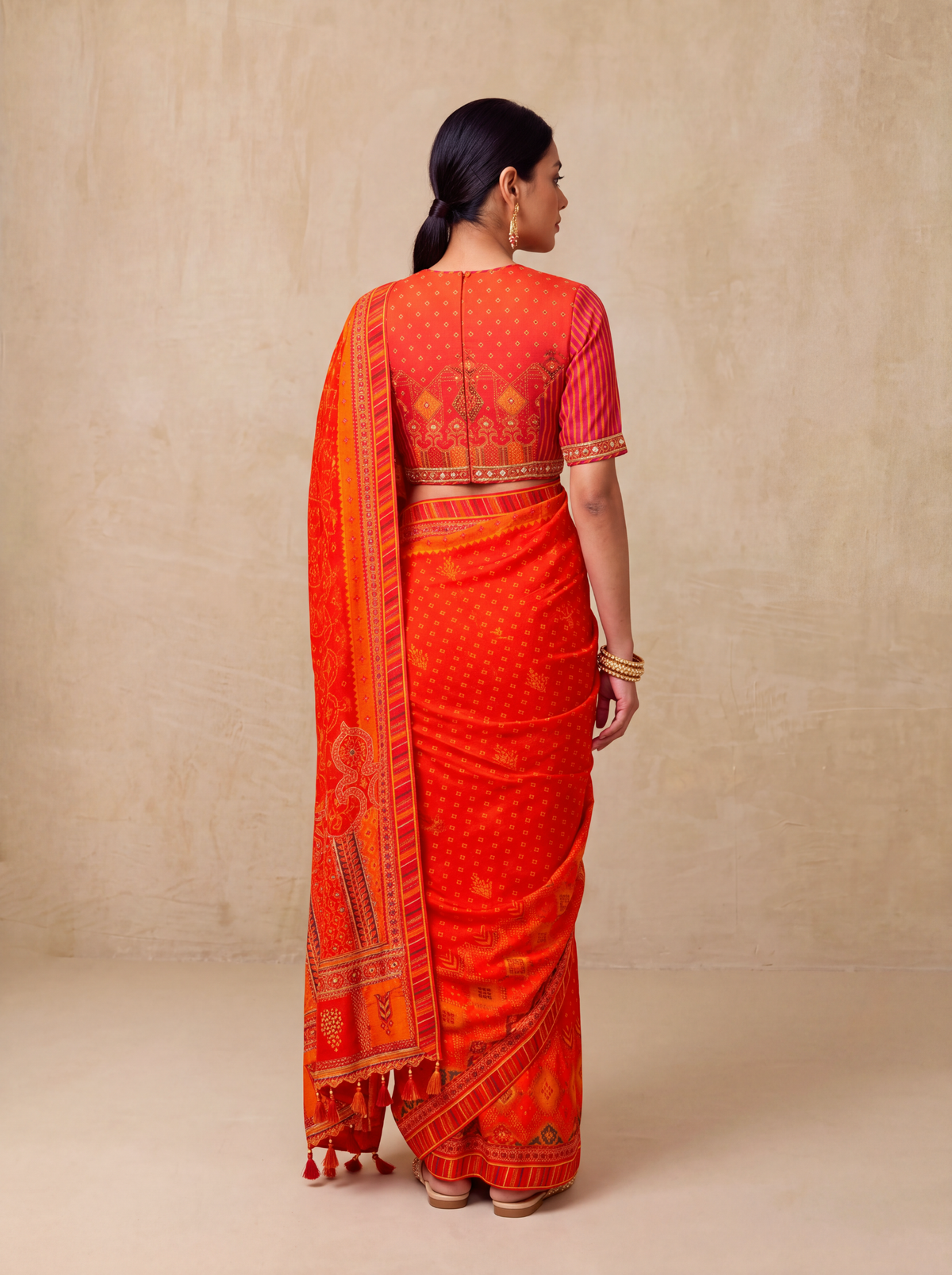 Itra Crepe Saree-Orange