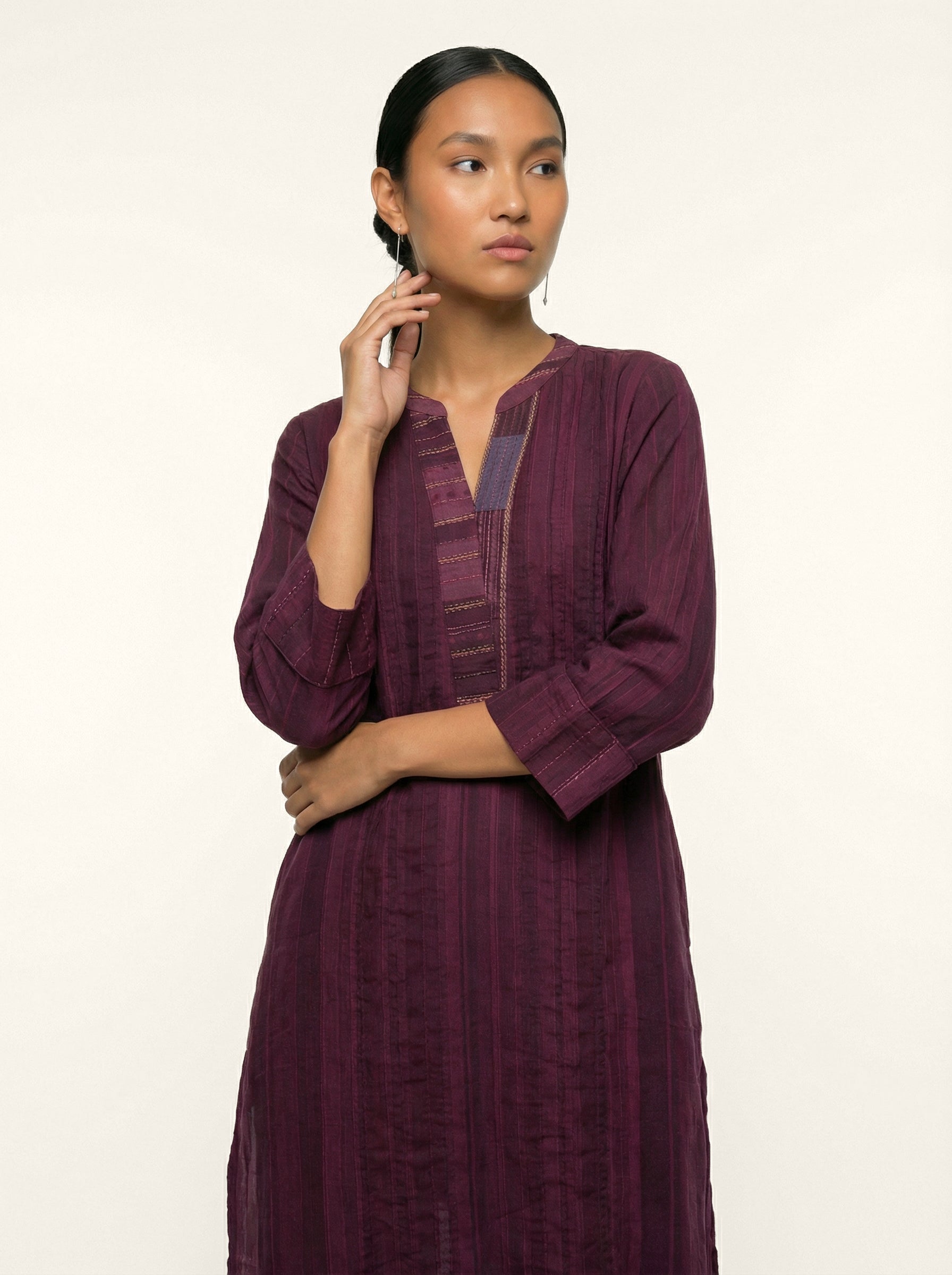 Burgundy Ledger Kurta Set - Burgundy