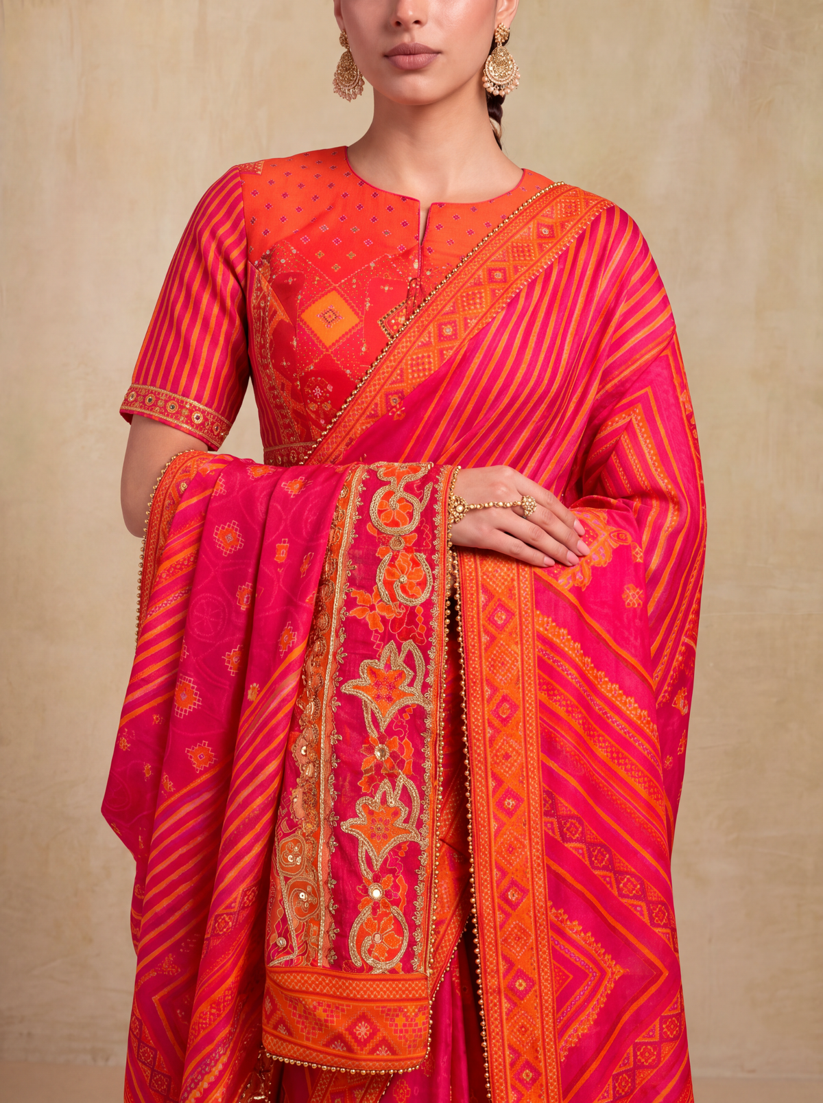 Rang Printed Saree-Pink