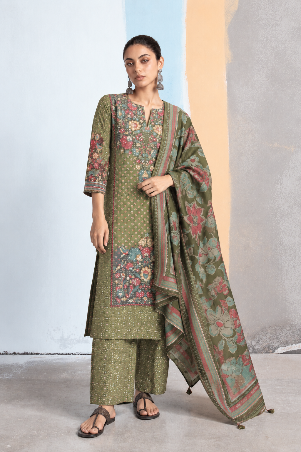 Elaan Kalamkari-inspired Kurta Set-Olive