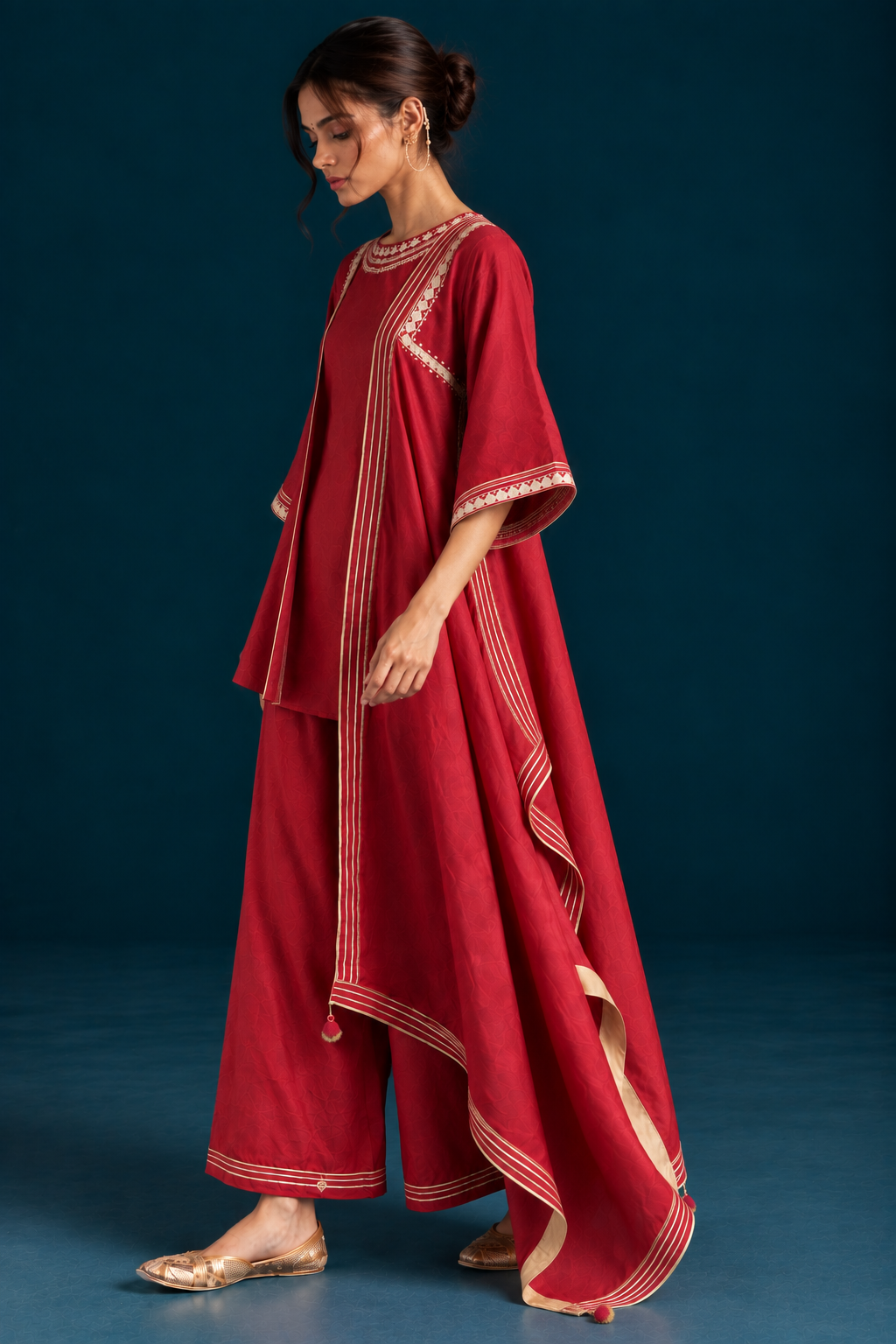 Safa Ikat-inspired Kurta set - Maroon