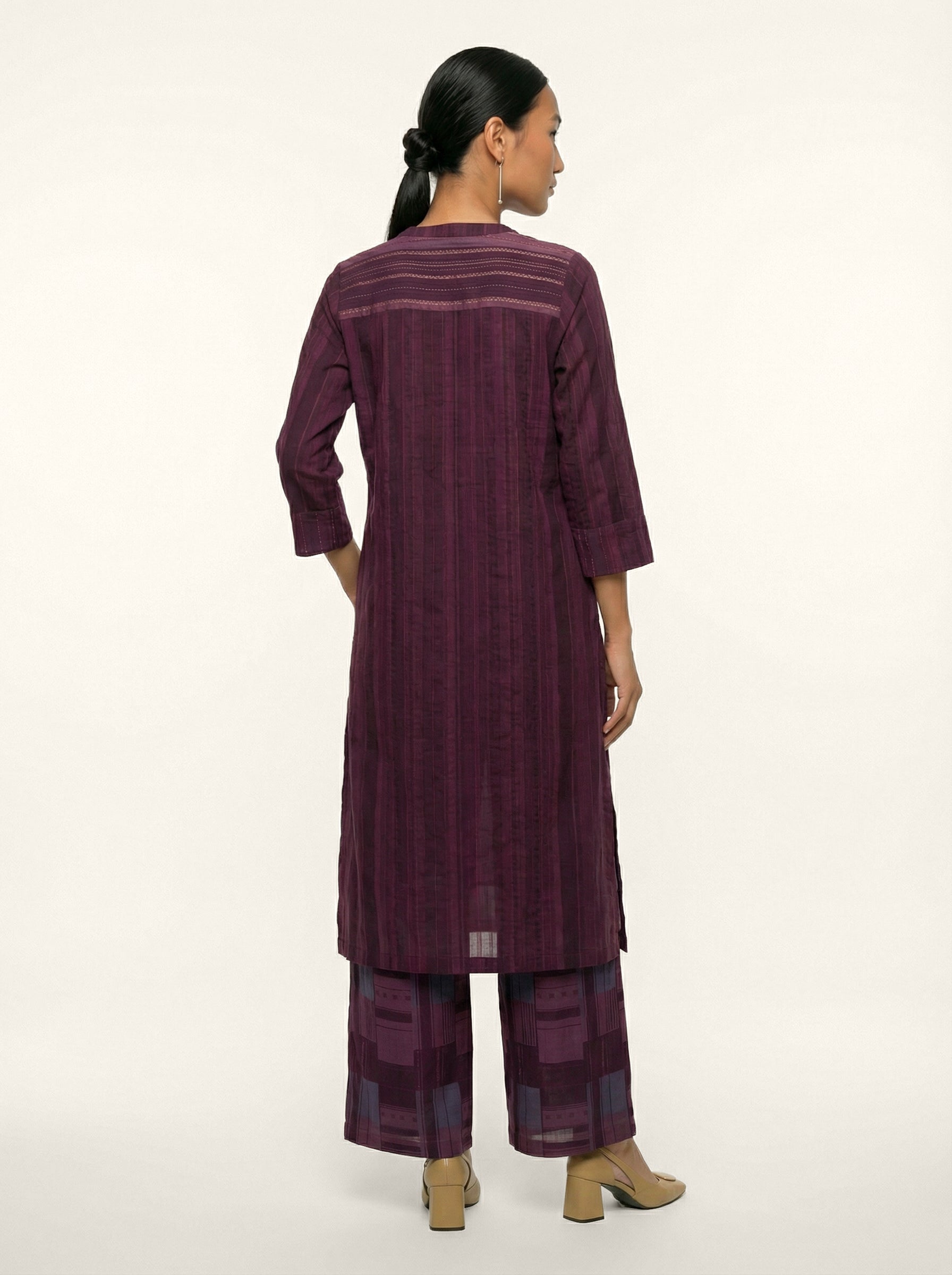 Burgundy Ledger Kurta Set - Burgundy