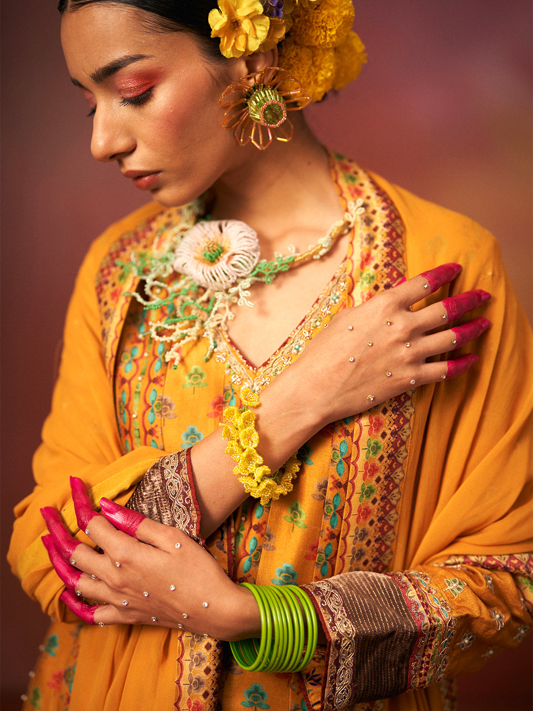 Sargam Kurta Set with Dupatta - Yellow