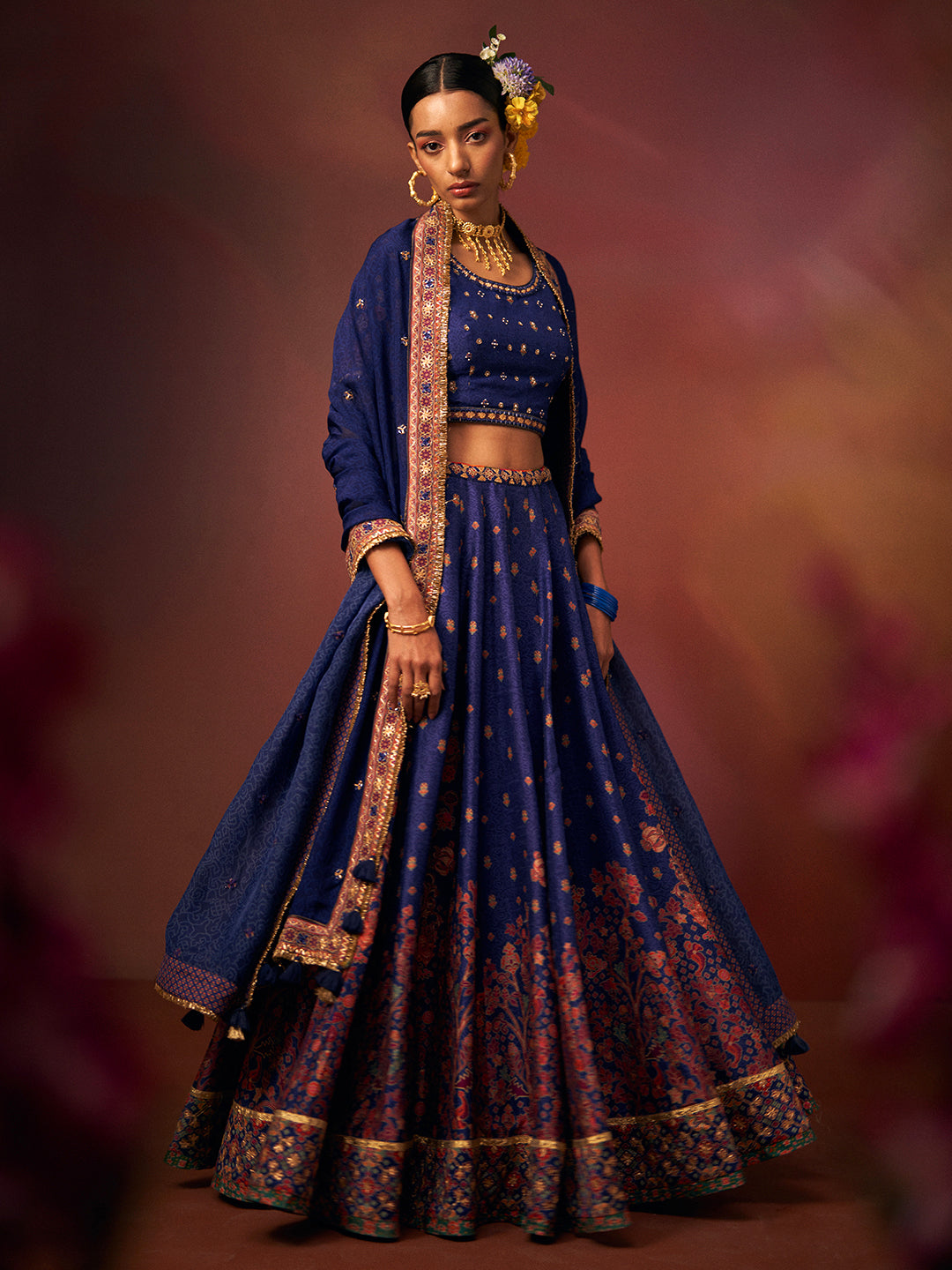 Neelum Lehenga Set with Dupatta - Blue