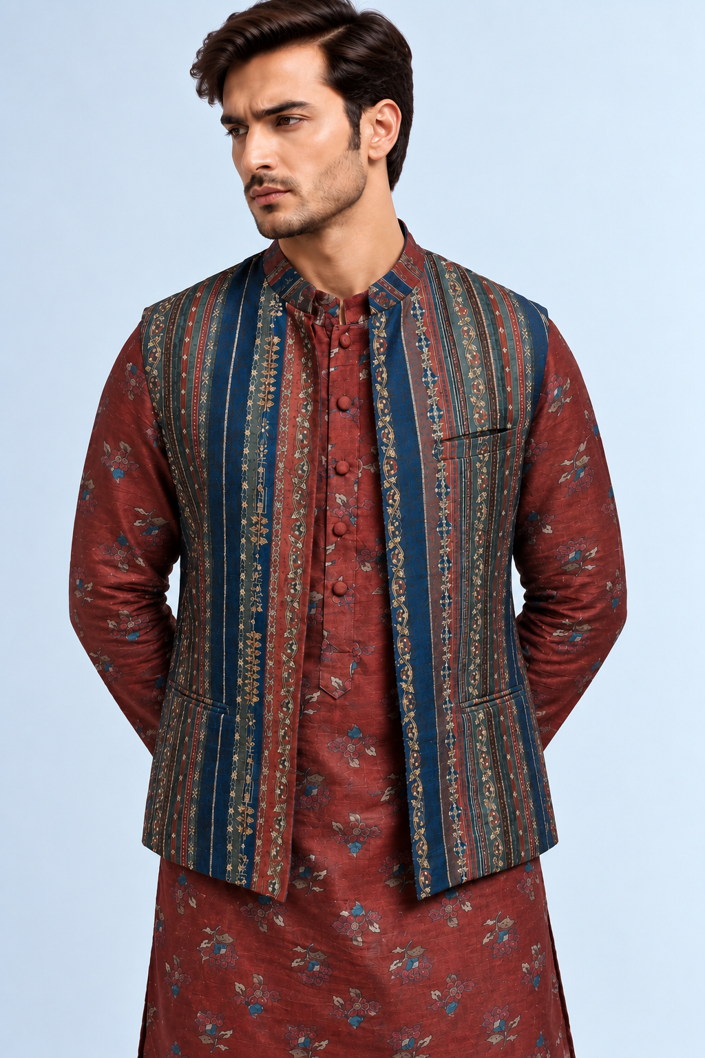 Aariz Kalamkari-inspired Bandi - Maroon