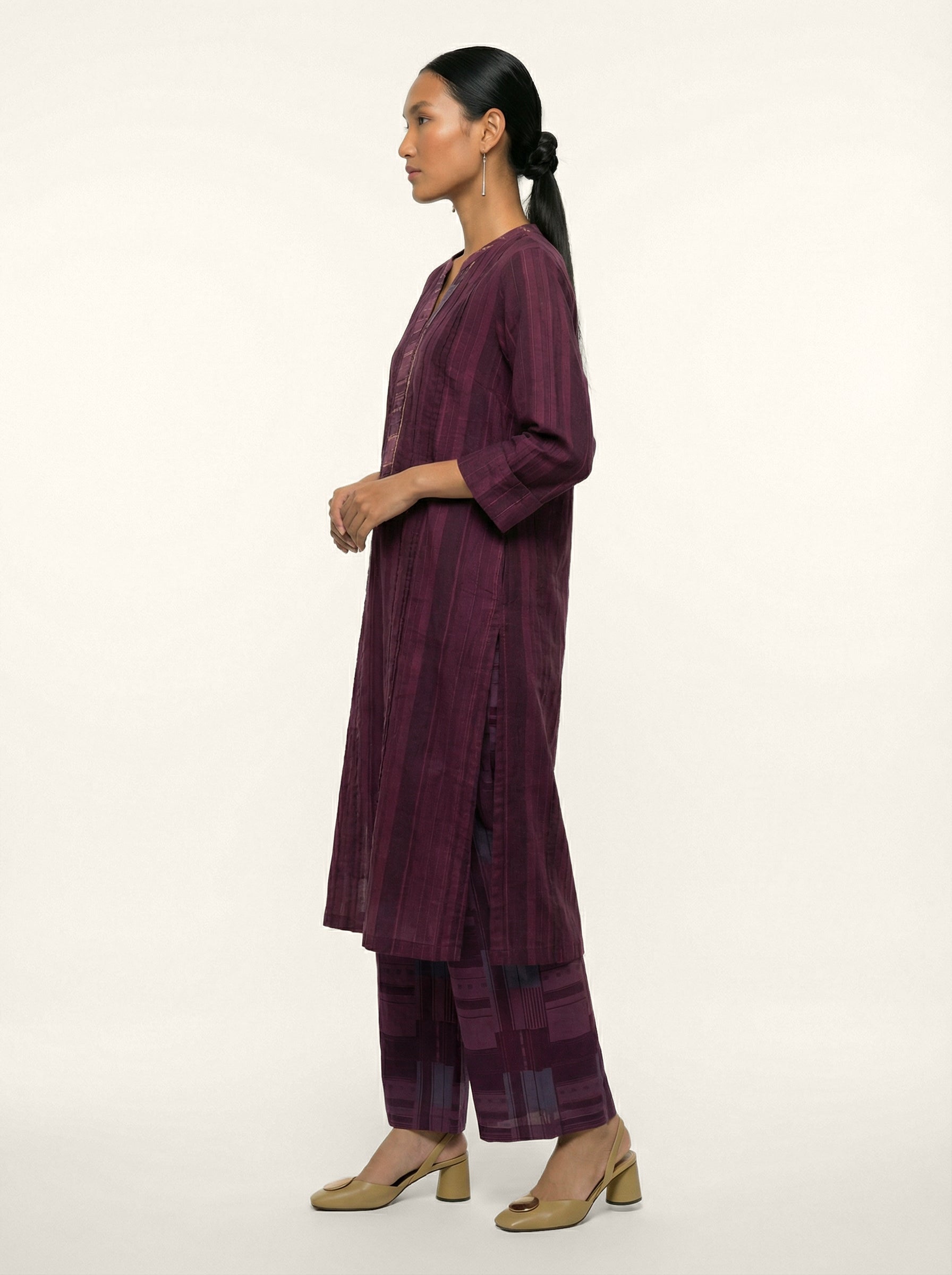 Burgundy Ledger Kurta Set - Burgundy