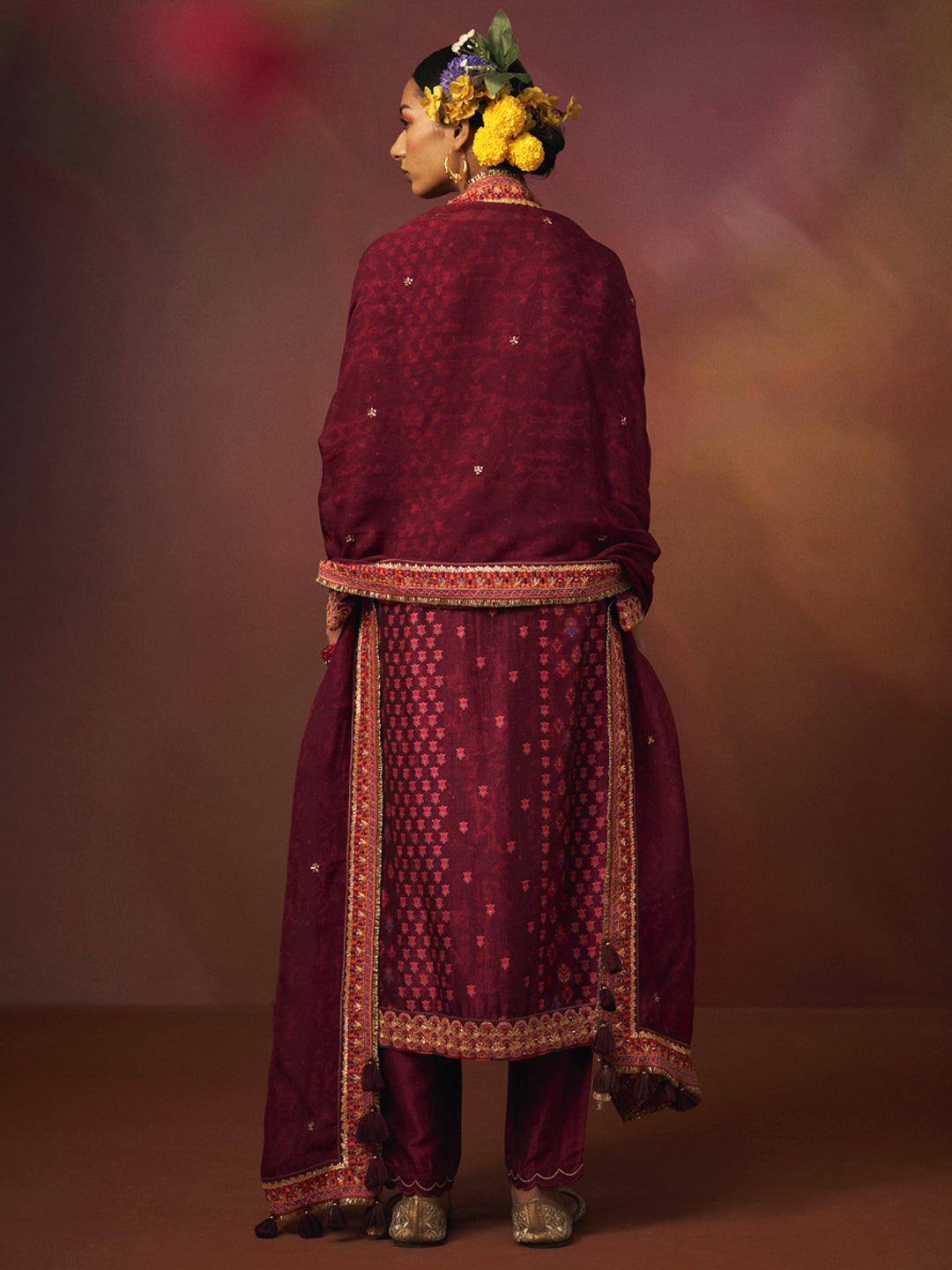 Gulnaaz Kurta Set with Dupatta - Wine