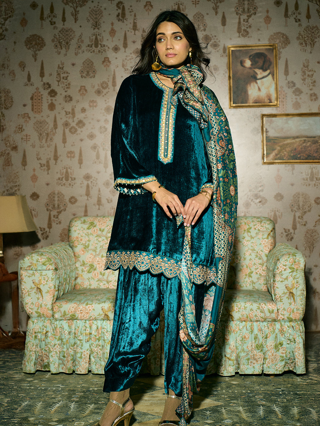 Afreen Kurta Set - Teal