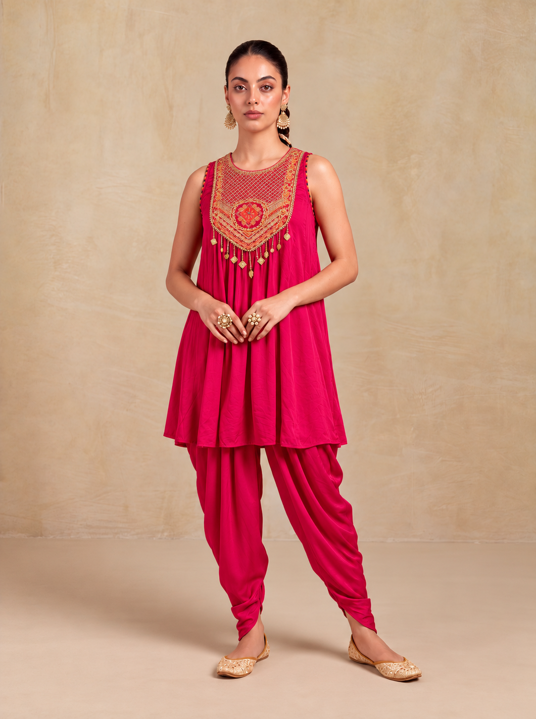 Oorja Dhoti Set-Pink