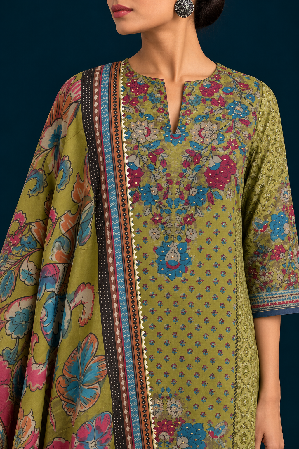 Elaan Kalamkari-inspired Kurta Set-Olive