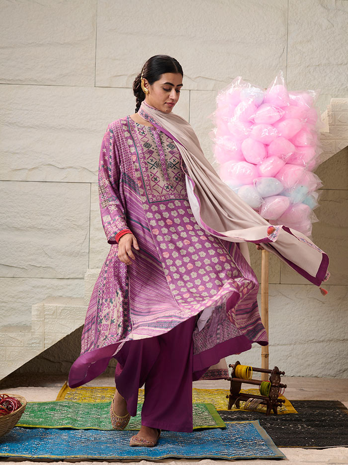 Kaur Kurta Set with Dupatta - Purple