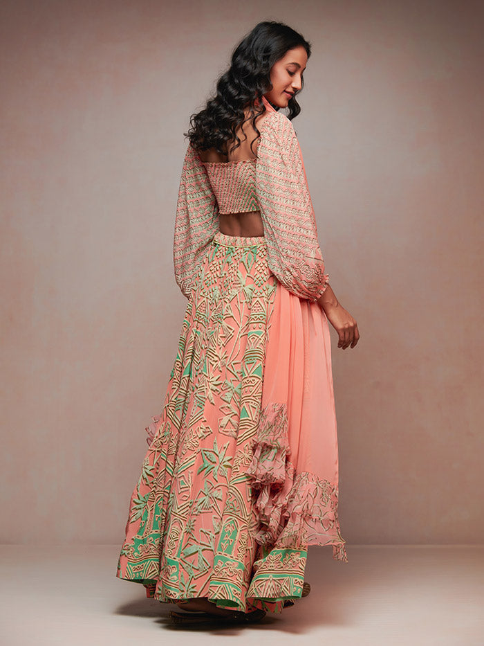 Terracotta Lehenga Set - Peach