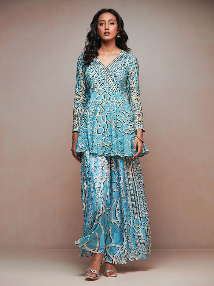 Azure Top and Palazzo Set - Blue