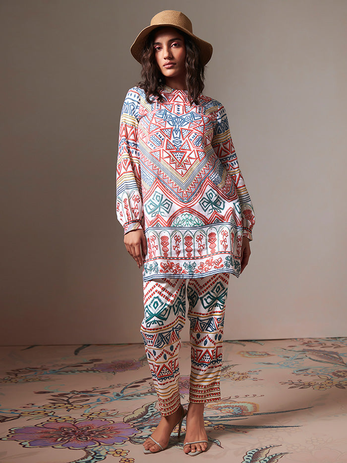 Aztec Co-ord Set – Off-White