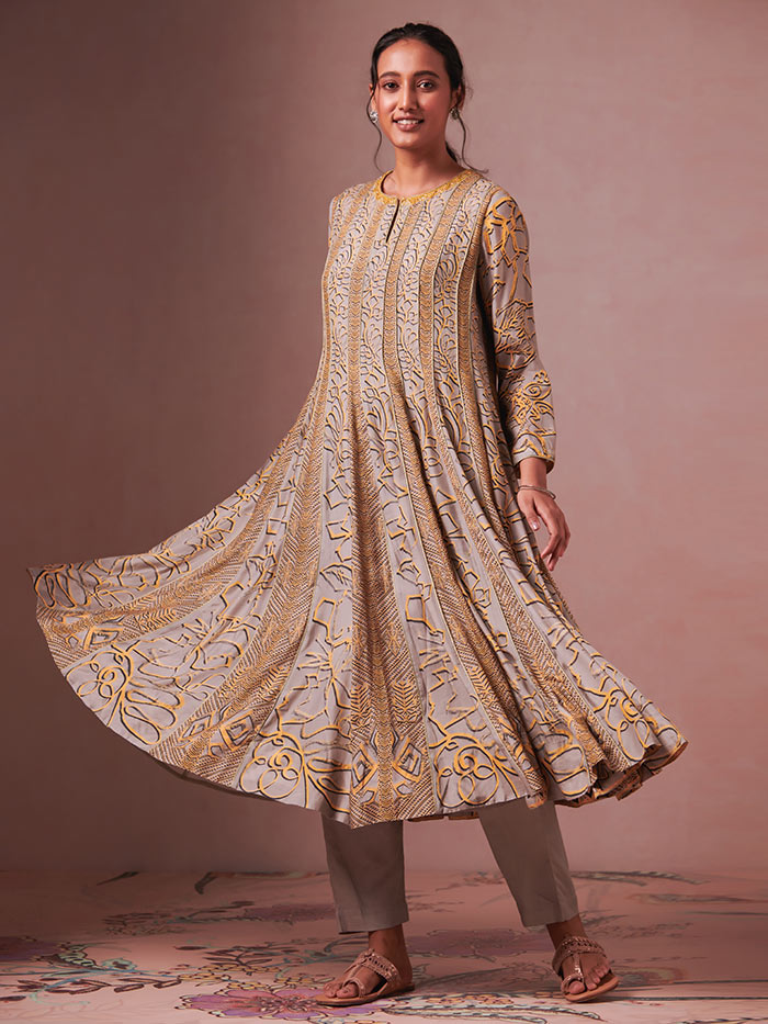 Maize Kurta Set with Dupatta - Grey