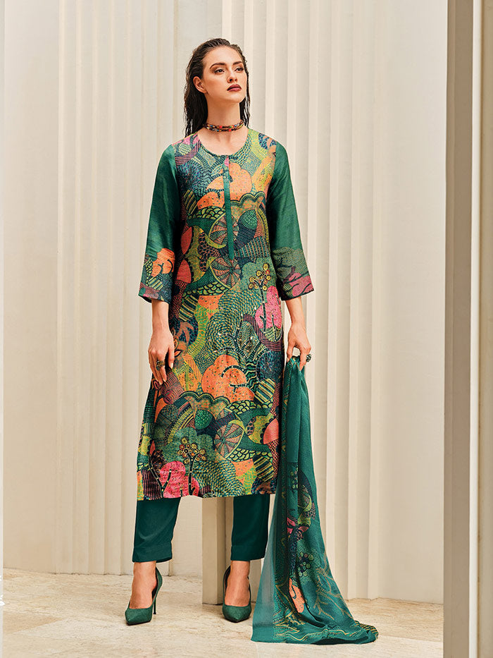 Ada Green Unstitched Kurta Set| Shop Saundh