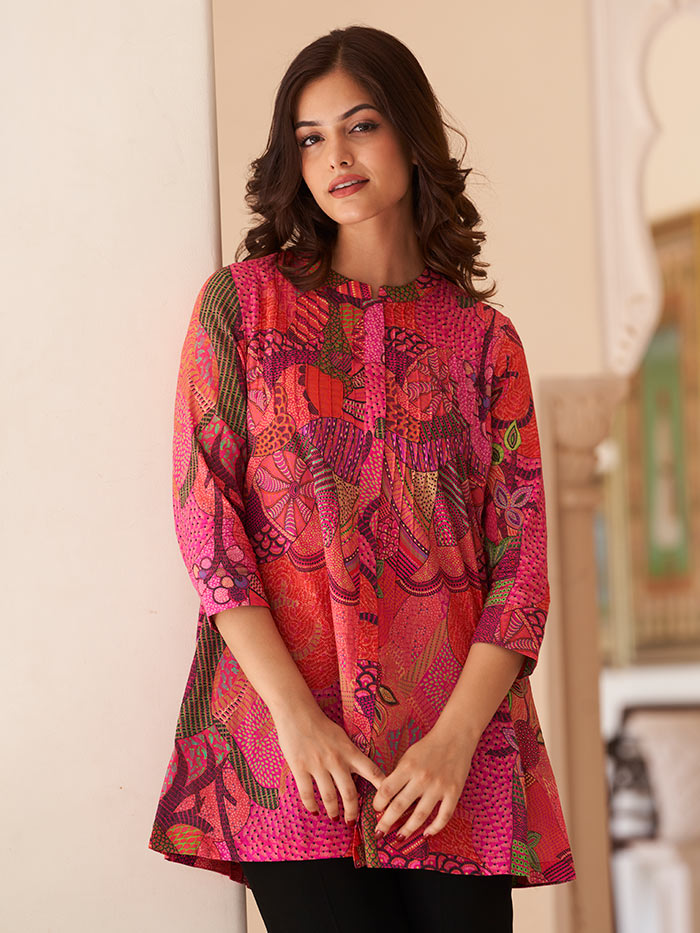 Kusum Pink Printed Top | Shop Saundh