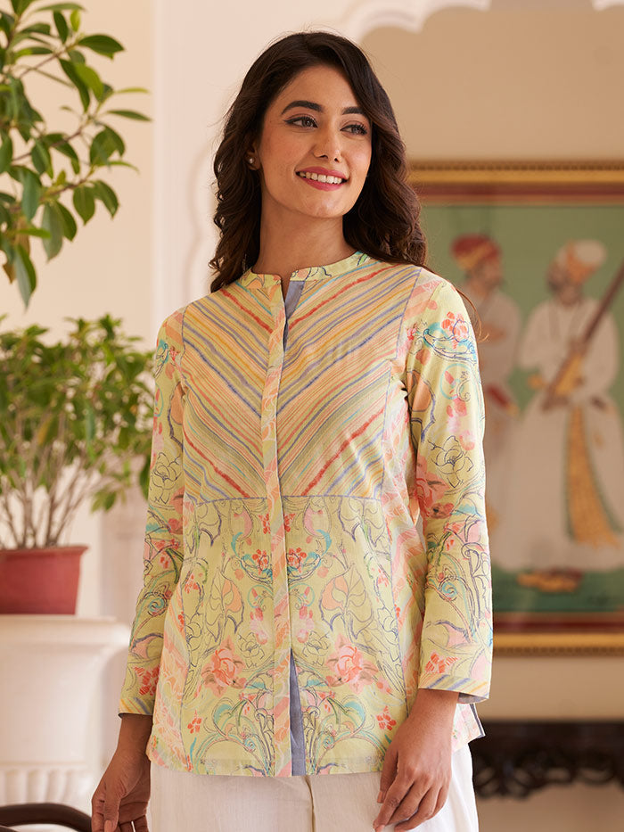 Kusum Off-white Printed Top | Shop Saundh