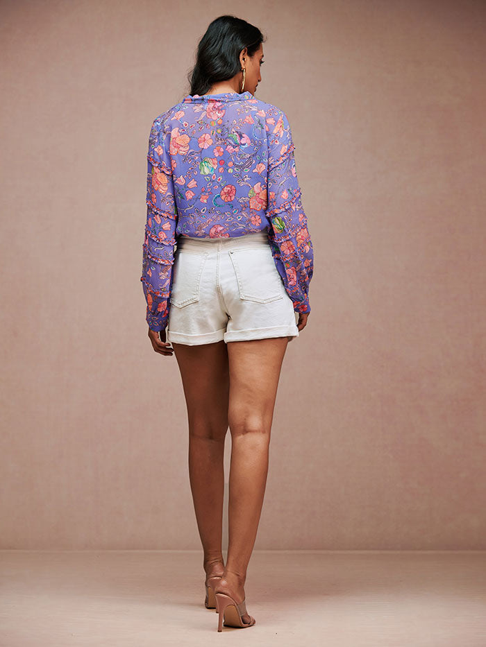 Mabel Printed Top - Blue