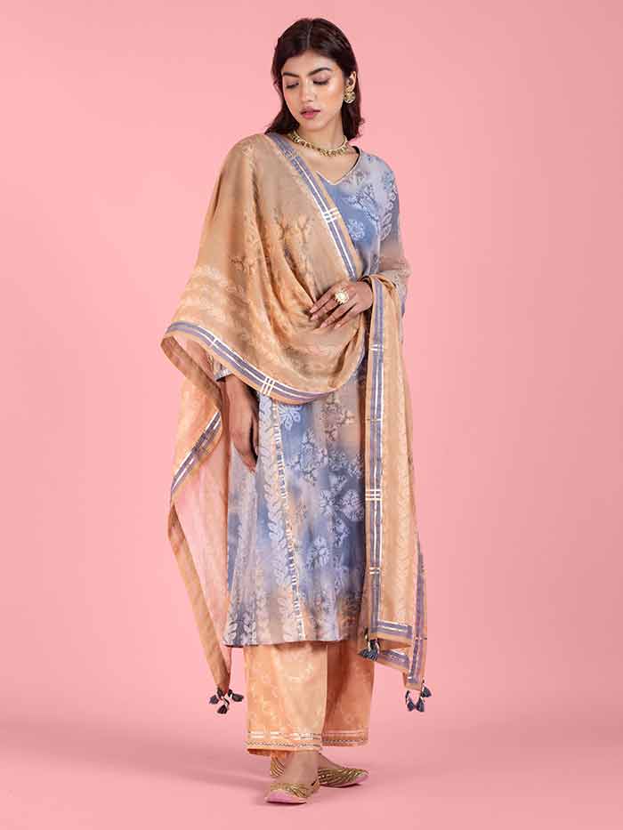 Saanjh Kurta Set with Dupatta-Purple