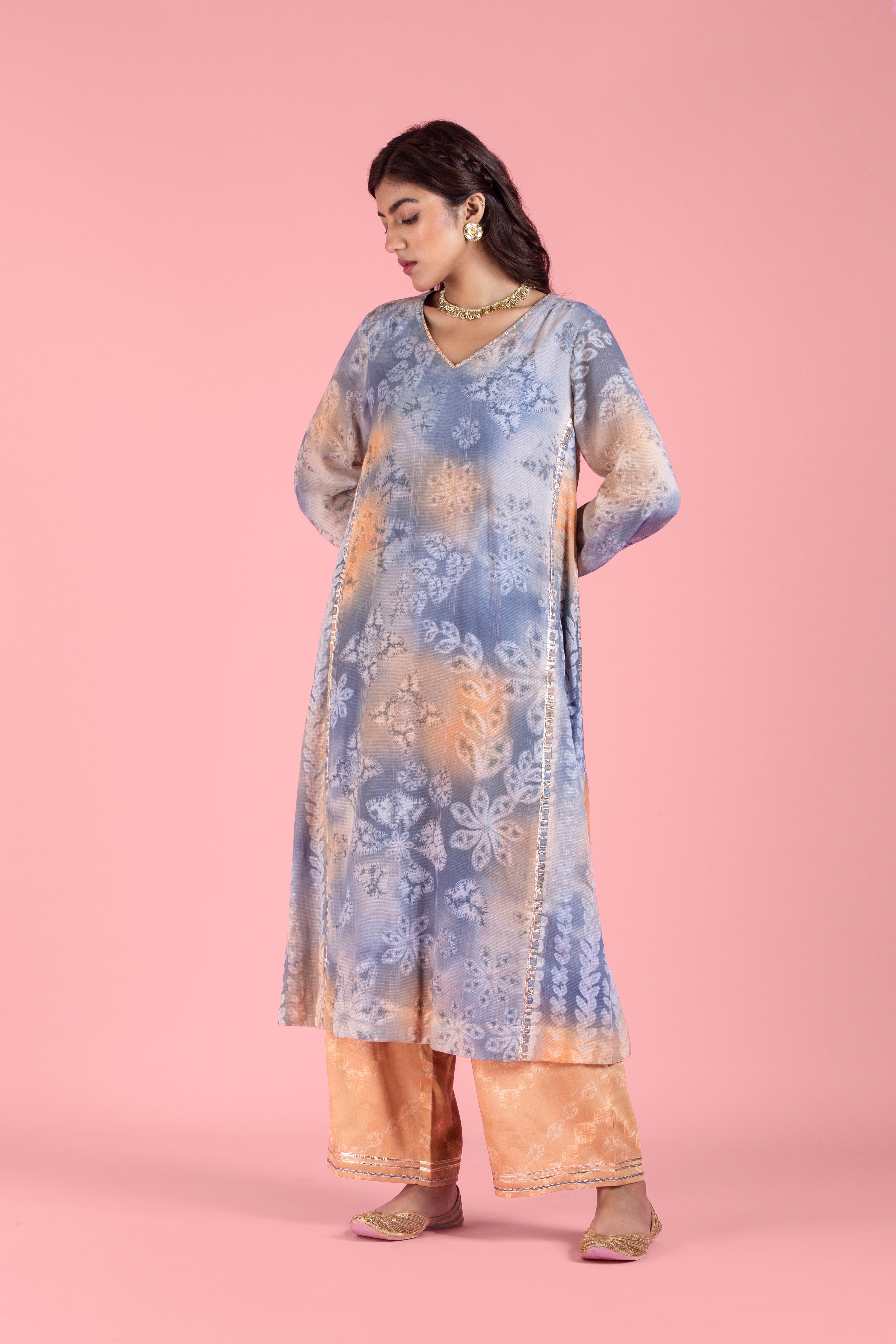 Saanjh Kurta Set with Dupatta-Purple