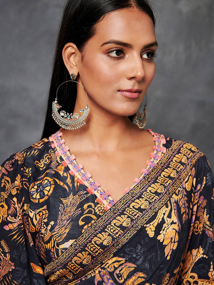 Black Printed Saree