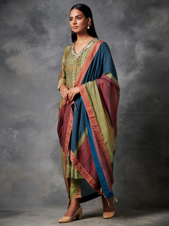 Alaay Olive Green Anarkali Set with Dupatta