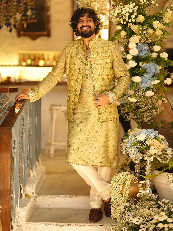 Sage Green Printed Bandi | Shop Saundh Man