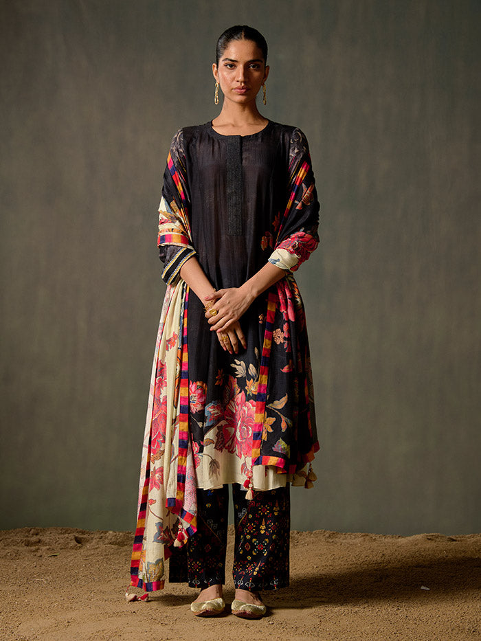 Black Printed Palazzo | Shop Saundh Rozana
