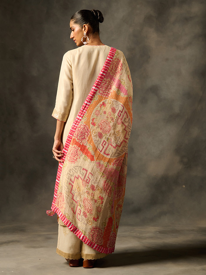 Kora Kurta Set with Dupatta - Ivory
