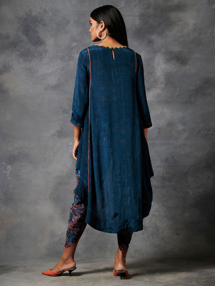 Darkha Blue High Low Top Dhoti Set