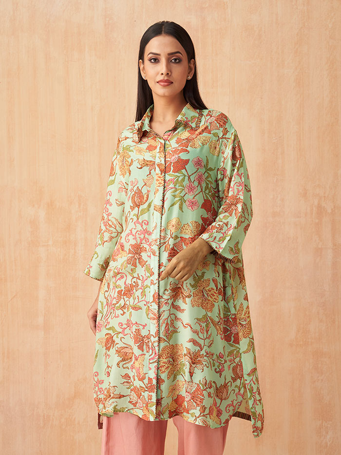 Orchard Green Printed Tunic | Shop Saundh