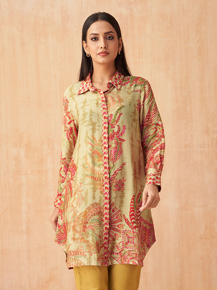 Chahat Beige Printed Tunic | Shop Saundh