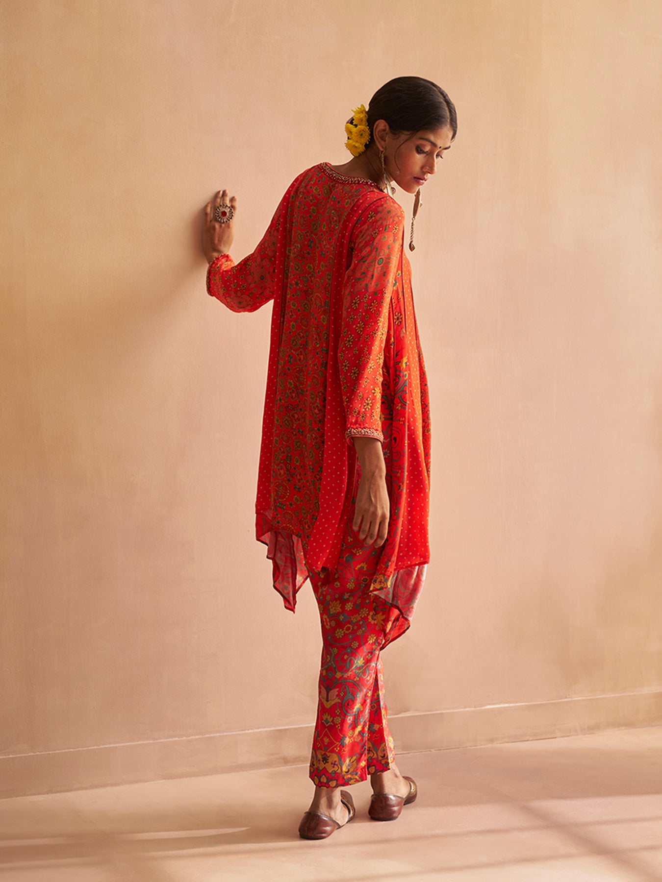 Nadiya Kurta Set with Dupatta-Red