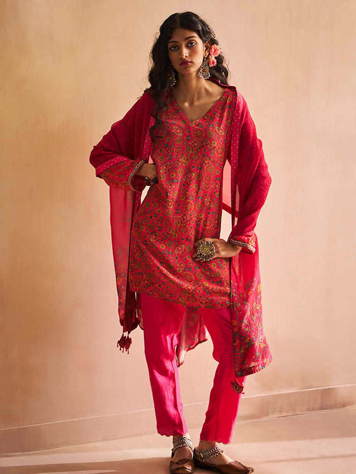 Nadiya Kurta Set with Dupatta - Pink