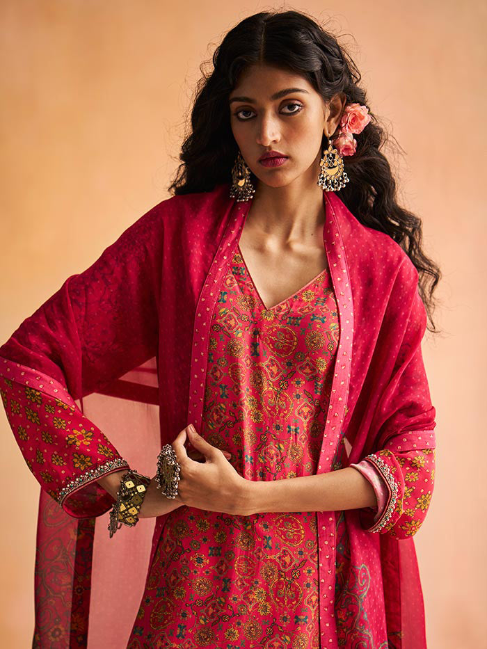 Nadiya Kurta Set with Dupatta - Pink